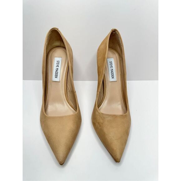 Steve Madden Shoes Womens Size 8 Tan Pointed Toe Pumps Smooth‎ Suede Upper - Picture 3 of 10